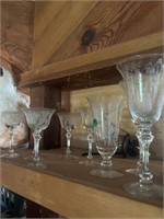 (8) assorted sized Vintage clear crystal Tiffan -