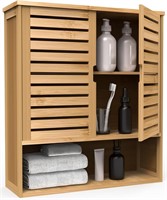 Bamboo Wall Cabinet, 3 Tier, Double Doors