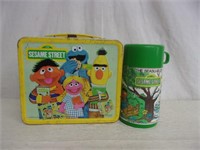 Vintage Sesame Street Metal Lunchbox w/ Thermos