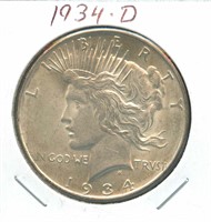 1934-D Peace Silver Dollar