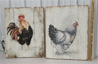Chicken and rooster on board