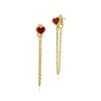 Sterling Silver- Dangling Heart Enamel Earrings