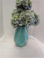 13 In Tall Glass Pier 1 Import Vase w/Faux Flowers