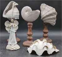 (L) Seashell Decor. Candlestick Clay Seashells,