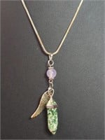 925 stamped 18-in necklace chakra angel wing