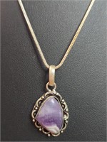 925 stamped 18-in necklace with amethyst pendant