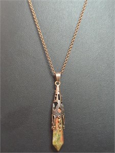 20-In copper necklace with chocolate pendant