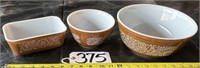 3 Pieces of Vintage Brown Floral Pyrex Dishes