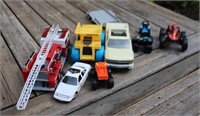 Kid's vehicle lot, fire truck, truck & trailer,