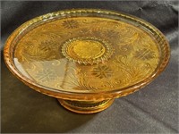 10 Inch Amber Vintage Tiara Glass Cake Stand