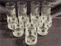 Drinking glasses and juice glasses with leaf