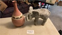 Elephant and vase , vase 21 inches tall. Elephant