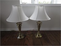 PAIR OF BRASS TABLE LAMPS 24" TALL