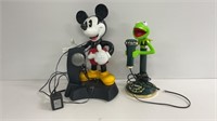 Vintage Mickey and Kermit the frog phone, not