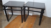 2 Blk Glass End Tables 23x19x24