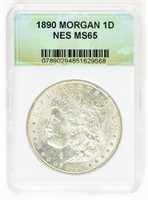 Coin 1890(P) Morgan Silver Dollar-NES-MS65