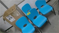 4PC LIFETIME CHILDRENS BLUE STACKING CHAIRS- NEW