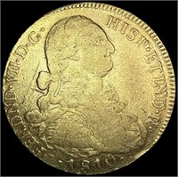 1810 Columbia .7615oz Gold 8 Escudos NICELY