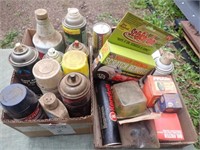 (2) Boxes w/ Shop Supplies: Spray Paints, Cable