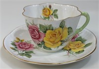 PRETTY SHELLEY CUP & SAUCER WITH FLOWERS