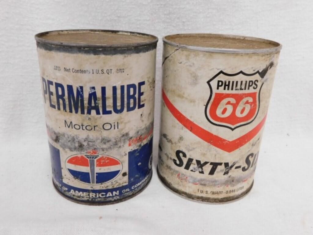 2 vintage one quart oil cans: Phillips 66 -