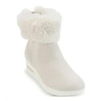 DKNY Womens Ivory Wedge Inset Abri Almond Toe Zip-