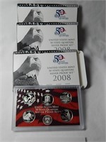 (3) 2008 US Mint Quarters Silver Proof Sets