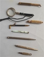 Metal Miniature pencils, magnifying glass