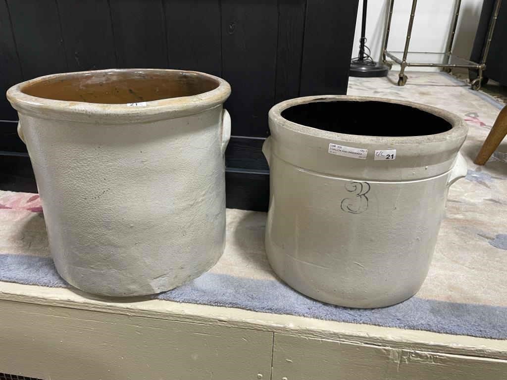 4 & 3 GALLON STONEWARE CROCKS