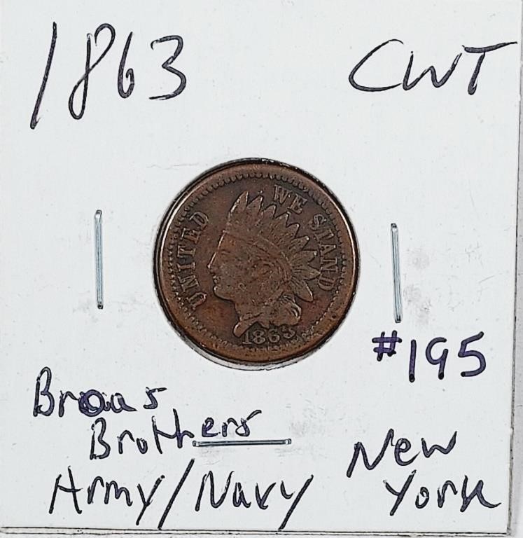 1863 Broas Bros.  New York  Army and Navy token