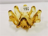 Amber Glass Bowl w/scalloped edges