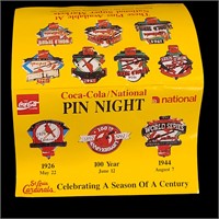 Coca Cola National Pin Night Card w/ 10 Pins