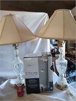 Pair Leaded Crystal Lamps and a floor lamp in box