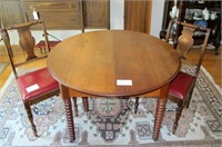 45" Round Walnut 5 leg extension table