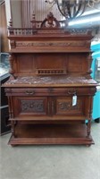 ANTIQUE FRENCH MARBLE TOP SIDEBOARD BUFFET NICE!!