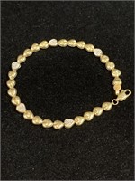 10K Y Gold Bracelet Small Heart Chain 3.9g