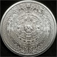 1 Troy Oz .999 Silver Aztec Calendar Round BU