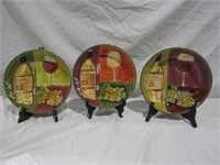 3- Susan Winget Decorative Bowls 9 1/2" Dia