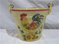 Decorative Ceramic Rooster Pail / Bucket
