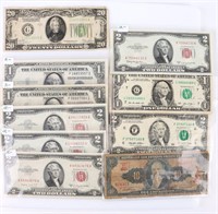 US & BRAZIL COLLECTIBLE CURRENCY BILLS - LOT OF 10