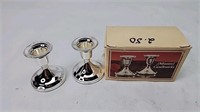 Silverplate candle holders in box