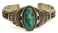 EUGENE HALE NAVAJO STERLING & TURQUOISE CUFF