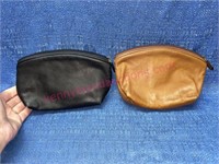 (2) Small leather zip bags