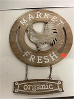 Market Fresh Rooster Wood Decor Sign