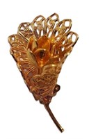 BEAUTIFUL VINTAGE GOLD FILIGREE FLORAL BROOCH