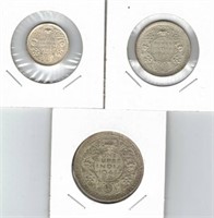 1944 India Silver Coins - Rupee, Half Rupee &