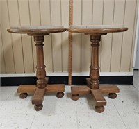 Antique Round Marble Top Side Tables