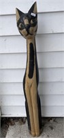 REALLY COOL HAND MADE WOODEN CAT TALL FIGURE