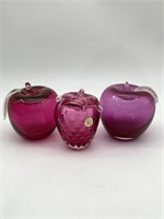 Blown Art Glass Fruit Apples & Rossi Strawberry