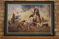 "GRIZZLY AT BAY" SIGNED BY WILLIAM R. LEIGH 1915